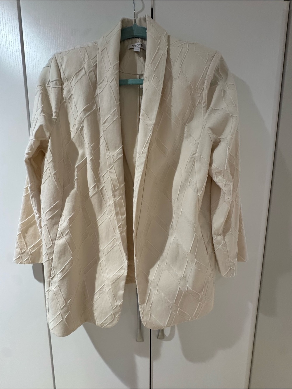 Chico's Cream Open-Front Textured Blazer